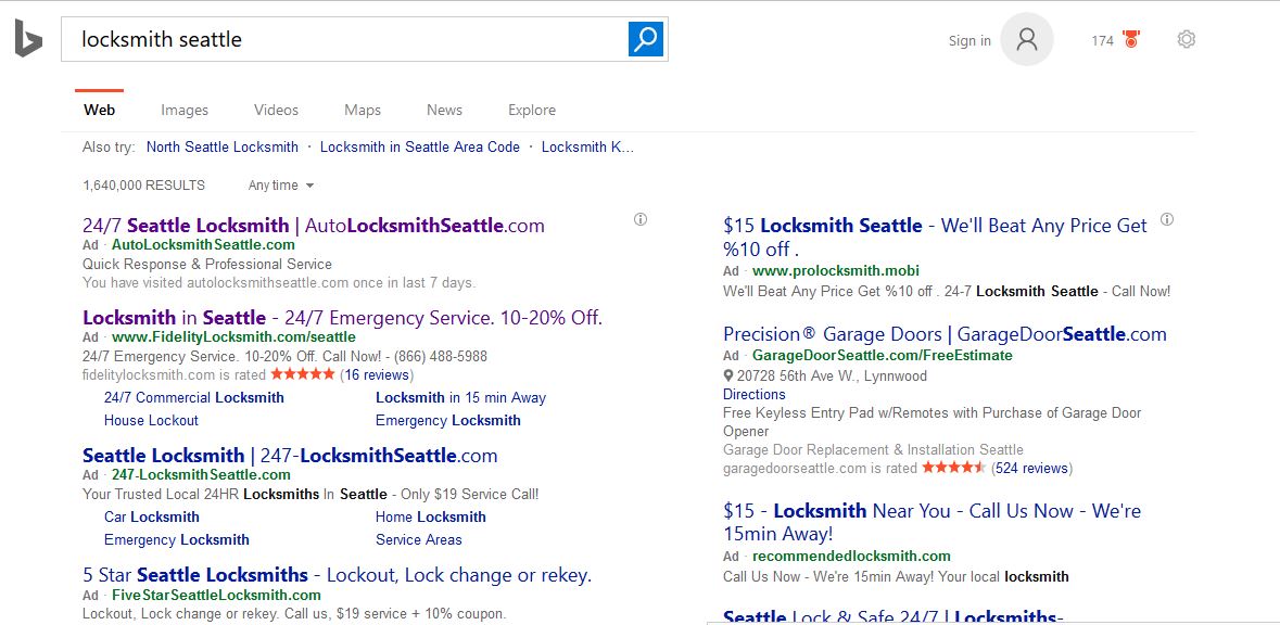 Whats wrong with Bing local search in Seattle?